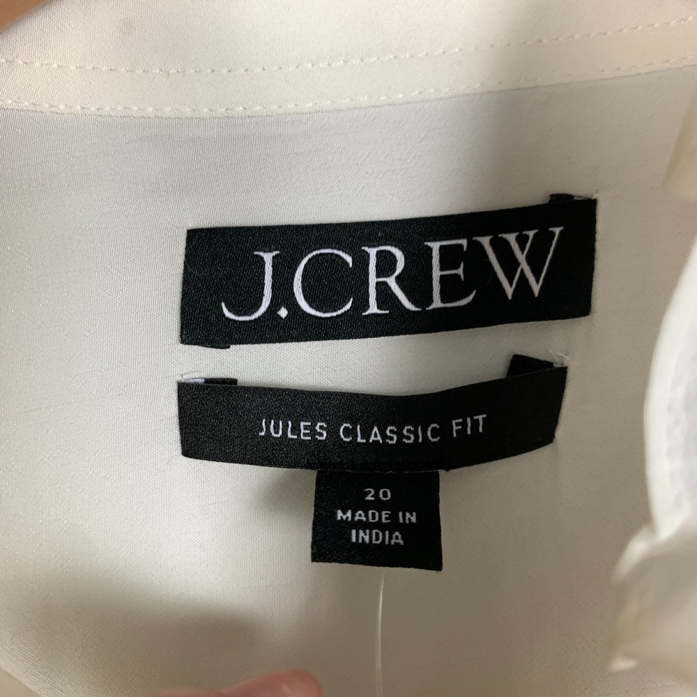 J.Crew Jules Shirt Women's 20‎ Ivory Ruffle-Collar Sheer Crepe De Chine NWT $158 - Picture 4 of 12